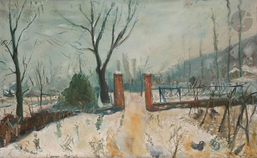 Gabriel DAUCHOT (1927-2005)
L’Ancien portail, 1955
Huile sur toile.
Signée et titrée en bas à gauche.
81 x 130 cm
