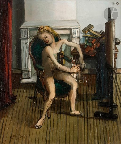 Francis GRUBER (1912-1948)
Jeune fille assise dans l’atelier, 1938
Huile sur toile.
Signée en bas à gauche.
Datée en haut à droite.
55 x 46 cm

Provenance : 
- Collection Georges Bongers, Paris. 
- Collection Galatea, Turin.
- Collection Pino Gavazzeni, Italie.

Expositions : 
- Francis Gruber, Galerie Galatea, Turin, 1967.
- Bonjour Monsieur Courbet, Galerie Krugier, Genève, 1967
- Francis Gruber, Kunsthalle de Berne, Berne, juin – juillet 1976.
- Francis Gruber, Musée d’Art Moderne de la Ville de Paris, Paris, 5 novembre 1976 – 5 janvier 1977.
- Francis Gruber 1912 - 1948, Compagnia del Disegno, Milano, 9 octobre - 30 novembre 1991.
- Création figurative, Paris 1950-1994, Galerie d’art de la place Beauvau, Paris, 1994.
- Résonances Art moderne – Art primitif,  Galerie Florence-Basset, Flassans, 9 juin - 25 juillet 2014, n° 12.

Bibliographie : 
 - Francis Gruber, Musée d’Art Moderne de la Ville de Paris, Paris, 1976, reproduit p. 16.
- Francis Gruber, Catalogue Kunsthalle de Berne, Berne, 1976, reproduit p. 16.
- Francis Gruber 1912 - 1948, Compagnia del Disegno, Milano, 1991, reproduit p. 4.
- Création figurative, Paris 1950-1994, Galerie d’art de la place Beauvau, Paris, 1994.

Nous remercions Madame Catherine Bernad-Gruber, fille de l’artiste, pour les informations qu’elle nous a transmises.