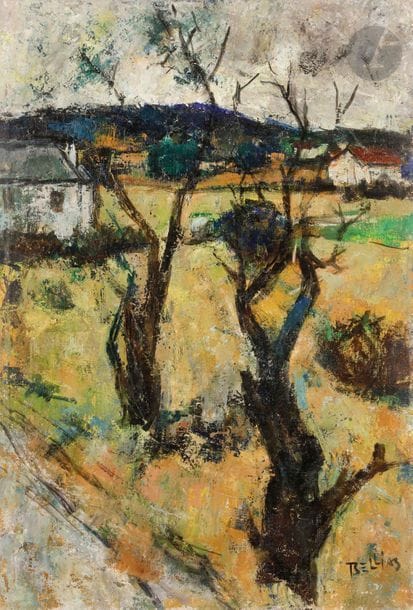 Richard BELLIAS (1921-1974)
Paysage, 1952
Huile sur toile.
Signée en bas à droite.
73 x 50 cm