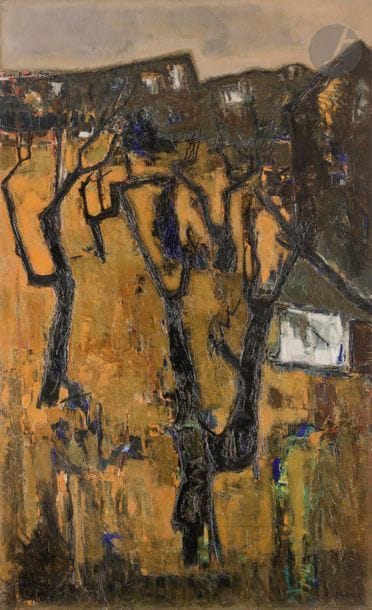 Raymond GUERRIER (1920-2002)
Alpilles n° I, 1959
Huile sur toile.
Signée en bas à droite.
Titrée au dos.
146 x 89 cm

Exposition : 
Guerrier, peintures 1952 – 1972, Musée d’Art et d’Histoire, Saint-Denis, 17 mars – 14 mai 1972.