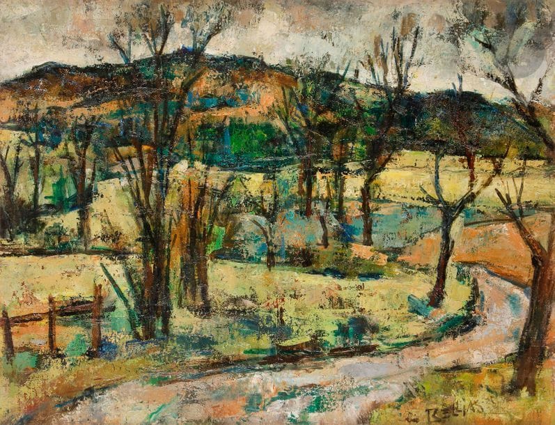 Richard BELLIAS (1921-1974)
Le Hameau, 1953
Huile sur toile.
Signée en bas à droite.
(Restauration).
54 x 65 cm