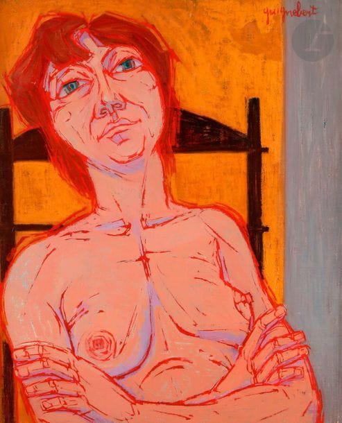 Jean-Claude GUIGNEBERT
(1921-1989)
Nu assis, 1952
Huile sur toile.
Signée en haut à droite.
73 x 60 cm