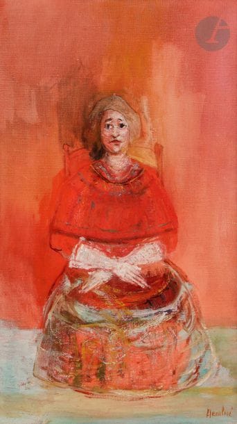 François HEAULME (1927-2005)
Hommage à Velázquez, 1965
Huile sur toile.
Signée en bas à droite.
46 x 27 cm