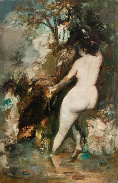 François HEAULME (1927-2005)
Etude d’après Courbet
Huile sur toile.
Signée et titrée en bas à droite.
92 x 60 cm