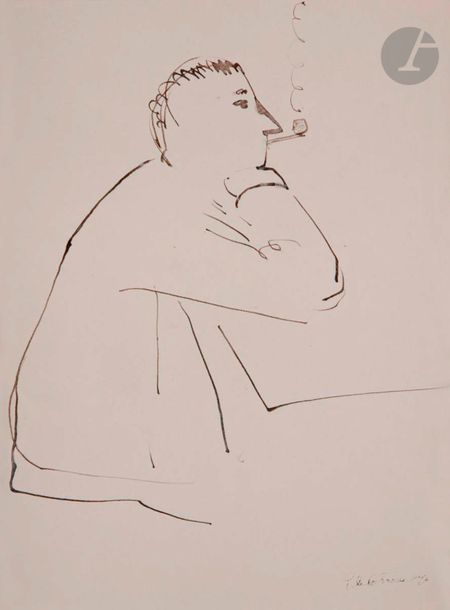 Roger de LA FRESNAYE (1885-1925)
Le Fumeur
Encre.
Timbrée en bas à droite.
25,5 x 19,5 cm