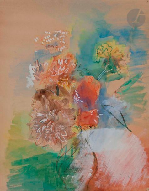 Jean DUFY (1888-1964)
Fleurs, 1926
Aquarelle et gouache.
Signée et datée en bas à droite.
55 x 43,5 cm

Un certificat de Monsieur Jacques Bailly, en date du 21 février 2020, sera remis à l'acquéreur.