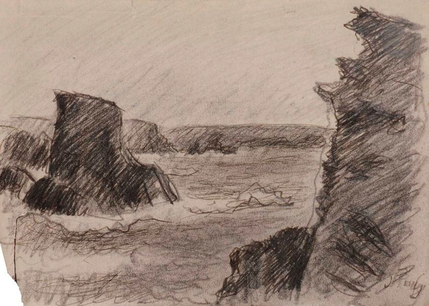 Jean PUY (1876-1960)
Belle-Île, 1928
Crayon noir.
Signée en bas à droite.
(Manque dans un angle).
9 x 14 cm