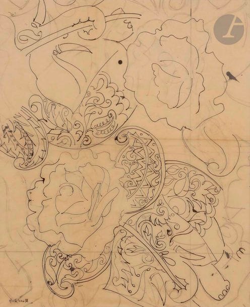 Raoul DUFY (1877-1953)
Étude de fleurs
Encre et mine de plomb.
Signée en bas à gauche (au dos du calque).
58 x 47 cm