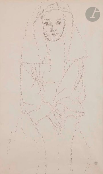Dora MAAR (1907-1997)
Femme assise
Encre.
Porte le timbre de la vente de l'atelier.
44 x 27,5 cm