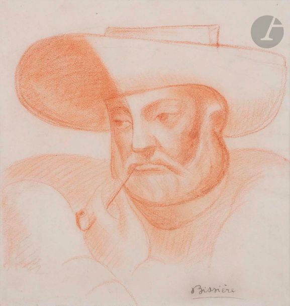 Roger BISSIÈRE (1886-1964)
Portrait d'homme, vers 1919
Sanguine.
Signée en bas à droite.
31 x 29 cm