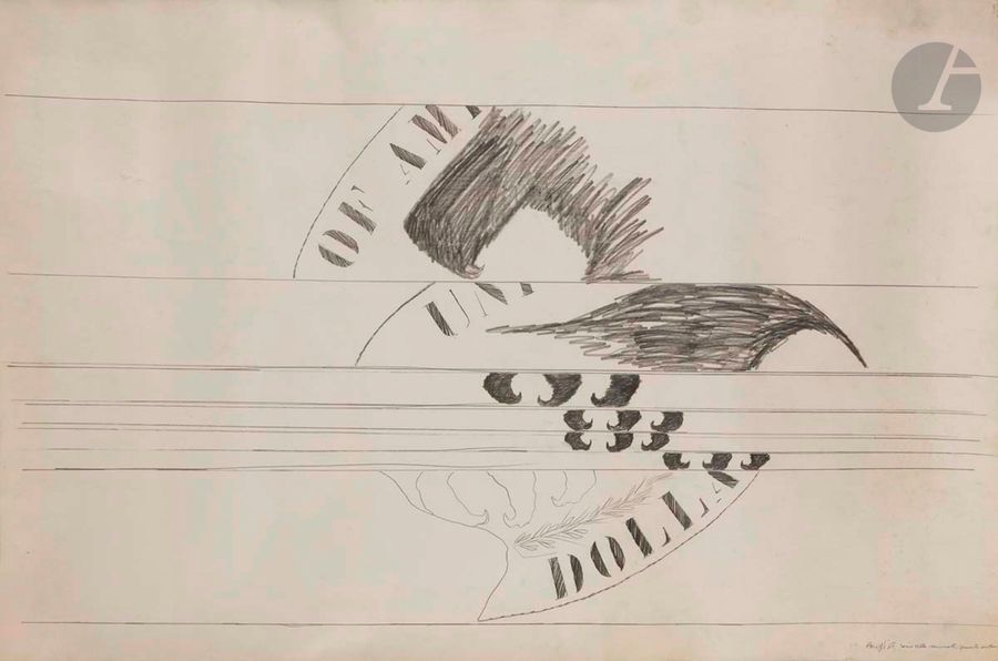 Franco ANGELI (1935-1988)
Serie delle monete, " Quarter dollar ", 1965
Crayon noir et crayons de couleurs.
Signé, daté et titré en bas à droite.
(Papier gercé).
71 x 105 cm

Provenance :
Collection du critique d'art Pierre Restany, Paris.

En cours d'archivage aux Archives Franco Angeli, Rome.
Nous remercions Madame Elisa Francesconi pour les informations qu'elle nous a données sur cette œuvre.