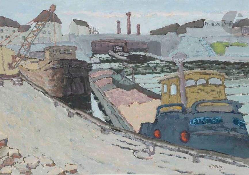 Michel TERRASSE (né en 1928)
Bateaux à quais
Gouache.
Signée en bas à droite.
44 x 63 cm

Provenance : 
Collection Kiener Vidal.