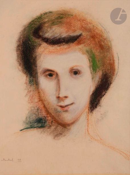 Georg MERKEL (1881-1976)
Visage de femme, 1948
Pastel.
Signé et daté en bas à gauche.
43 x 32 cm