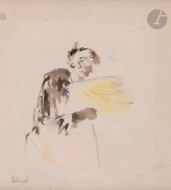 Christian BÉRARD (1902-1949)
L'Écharpe jaune
Encre, lavis d'encre et crayon jaune.
Timbrée en bas à gauche.
18,5 x 16,5 cm