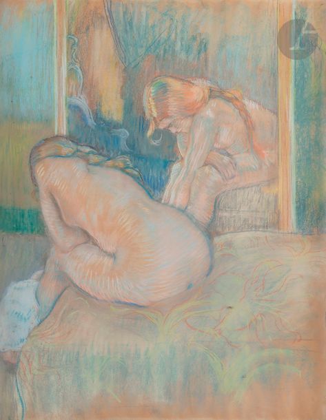 Louis LEGRAND (1863-1951)
La Reflet du miroir ou femme à sa toilette
Pastel.
Signé en haut à droite.
62,5 x 48,5 cm