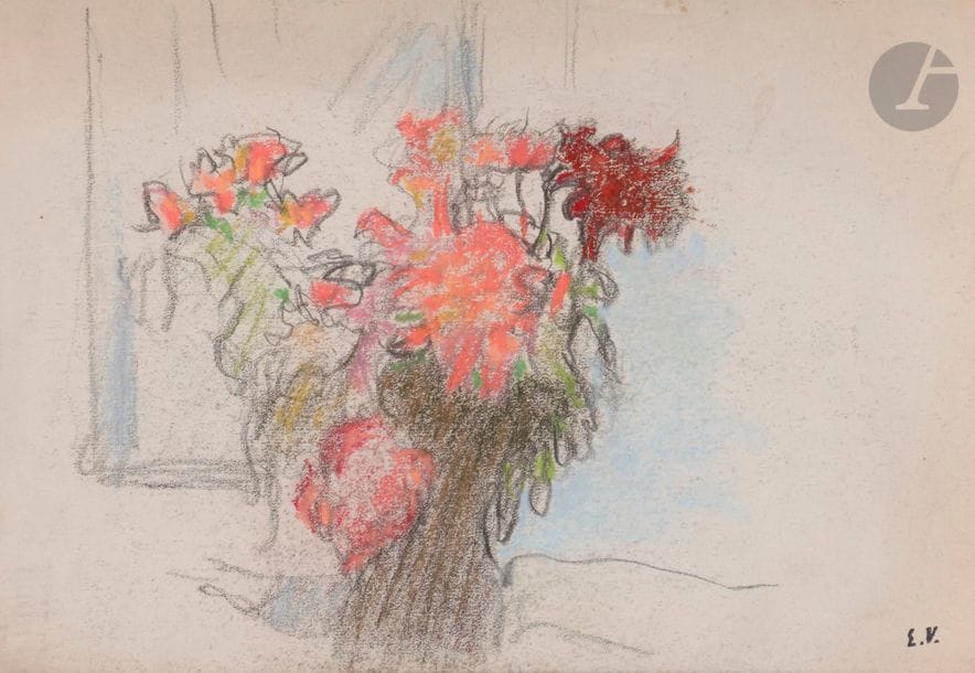 Édouard VUILLARD (1868-1940)
Bouquet, vers 1905
Pastel.
Porte le timbre du monogramme en bas à droite (L.909c).
13,5 x 20 cm

Cette œuvre est enregistrée dans les Archives Vuillard. Un certificat à la charge de l'acquéreur pourra être délivré.