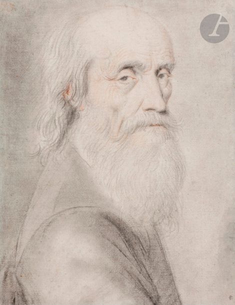 Nicolas LAGNEAU (vers 1590 - 1666)
Portrait d'homme barbu de trois quarts
Pierre noire, sanguine et estompe.
(Petites taches).
26 x 20,2 cm

Provenance : 
Ancienne collection Rodrigues10, son cachet en bas à droite (L.897).