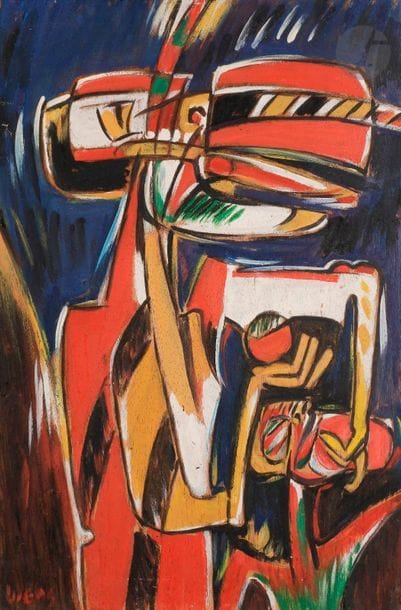 Oswaldo VIGAS [Venezuelan] (1923-2014)Character, 1972Oil on panel.

 Signed lower left.


 S

i

g

n

e

d

,



 d

a

t

e

d



 a

n

d



 i

n

s

c

r

i

b

e

d



 "

a



 m

i



 a

m

i

g

o



 G

a

s

t

o

n



 D

i

e

h

l

,



 c

o

n
 todo afecto" on the back. 58 x 39 cmProvenance: 
Collection Gaston
 Diehl.
 A certificate from the Oswaldo Vigas Foundation may be provided at the purchaser's expense.
