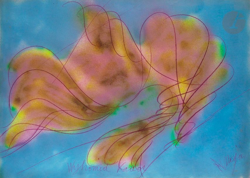 Jean MESSAGIER (1920-1999)
Wyhomid Kador, 1974
Technique mixte sur papier.
Signée en bas à droite.
Titrée en pied.
85 x 115 cm

Cette œuvre sera incluse au Catalogue Raisonné en cours de préparation par Monsieur Thomas Messagier.

 Œuvre vendue au profit d'Agrisud, une ONG qui entreprend contre la pauvreté en aidant des familles, dans une vingtaine de pays du Sud, à créer des TPE agricoles tout en les formant à l'agroécologie et à la gestion de leur activité.
Don de la galerie Ceysson-Bénétière.