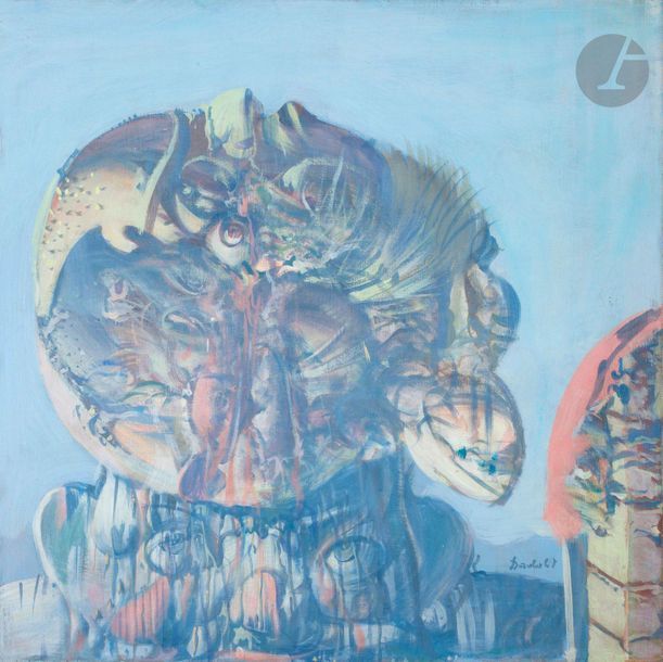 Miodrag Djuric dit DADO [monténégrin] (1933-2010)
La Galerie des ancêtres VIII, 1969
Huile sur toile.
Signée et datée en bas à droite.
60 x 60 cm

Provenance : 
- Galerie Jeanne Bucher, Paris (étiquette au dos).
- Vente Maître Loudmer, Paris (étiquette au dos).

Exposition : 
Dado, Galerie Jeanne Bucher, Paris, 30 mars-8 mai 1971 (reproduit au catalogue).
