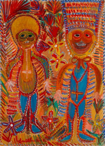 Anselme BOIX-VIVES (1899-1969)
Les Amoureux, vers 1964
Huile et gouache sur carton contrecollé sur toile.
Signée deux fois.
92 x 67 cm

Provenance : 
- Famille de l'artiste. Acquis en 1988.
- Collection Jean-Dominique Jacquemond, Paris.
- Collection Claude Rouyer, Savoie.

Un certificat de Monsieur Jean-Dominique Jacquemond pourra être remis à la charge de l'acquéreur.