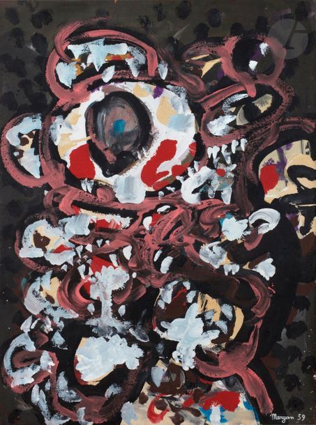 Pinchas Burstein dit MARYAN S.MARYAN [polonais] (1927-1977)
Composition, 1959
Gouache sur papier fort.
Signée et datée en bas à droite.
77 x 56 cm

Provenance : 
Collection Gilbert Féruch.