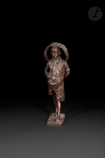 Achille ALBERTI (1860-1943)

Jeune garçon au panier

Épreuve en bronze à patine brune

Signé " Alberti A " sur la terrasse

H : 63 cm