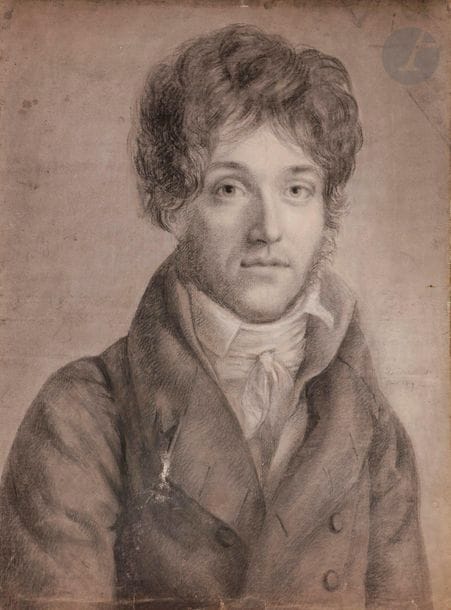ÉCOLE FRANÇAISE du début du XIXe siècle

Portrait d'homme en buste

Crayon noir, estompe, lavis gris et rehauts de craie blanche.

Signé indistinctement en bas à droite et daté " 1809 ".

(Dessin doublé, pliures, petites taches, trous, petites déchirures sur les bords et épidermures en bas à gauche).

57,5 x 44,5 cm