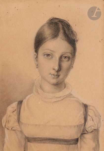 Jules BOILLY (Paris 1796-1874)

Portrait de jeune fille

Crayon noir, estompe et rehauts de gouache blanche.

(Légèrement insolé).

14 x 10,5 cm
