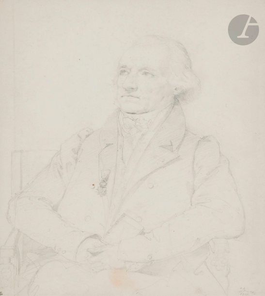 ÉCOLE FRANÇAISE du XIXe siècle

Portrait d'homme tourné vers la gauche portant la légion d'honneur

Crayon noir.

Annoté et daté en bas à droite " Ingres 1825 ".

(Pliures et petites taches et légèrement).

30 x 24,5 cm



Provenance :

Ancienne collection Chennevières, son cachet en bas à gauche (L.2072).