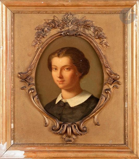 ÉCOLE FRANÇAISE vers 1860

Portrait de Rose-Félicie-Berthe-Thomas Froment-Meurice (1839-1913)

Toile.

27 x 22 cm