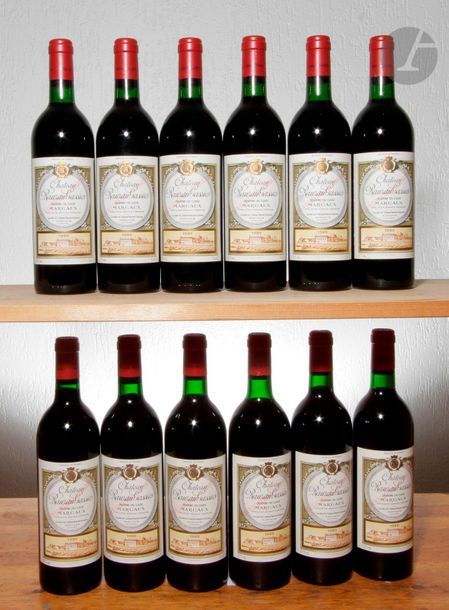 12 B CHÂTEAU RAUZAN GASSIES (Caisse bois d'origine) 4 B.G ; 1 B.G.-, GCC2 Margaux, 1986