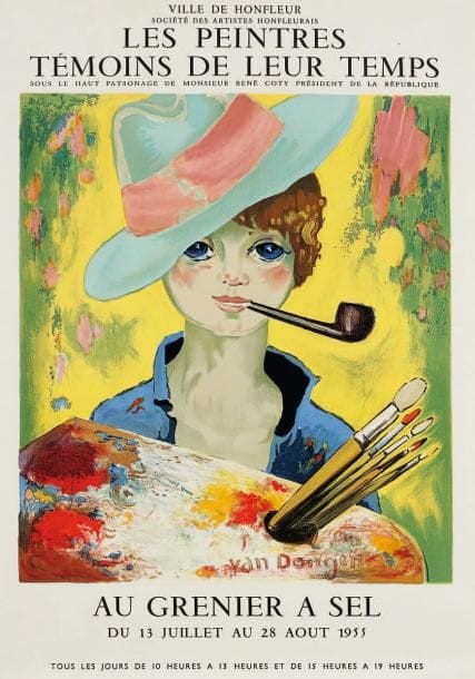 Kees van Dongen (1877-1968) (d'après)
Le Bonheur (Jean-Marie au chapeau et à la pipe). Affiche pour l'exposition «Les Peintres témoins de leur temps», Musée Galliera. 1955. Lithographie par Mourlot. [508 x 727]. J. p. 174. Impression en couleurs. Courts plis de manipulation.