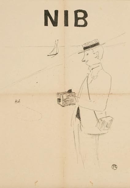 Henri de Toulouse-Lautrec (1864-1901)
NIB. Supplément à la Revue Blanche. Janvier 1895. Texte de Tristan Bernard, illustré des sujets Le Photographe amateur, Footit et Chocolat et Anna Held, dans «Toutes ces Dames au Théâtre». Lithographie. 506 x 352 (feuillet déplié). D. 98, 99 et 100; W. 86, 87 et 88. Épreuve sur vélin mince beige. Plis de messagerie avec nombreuses déchirures (sans manques). «Peu commun» selon Wittrock.