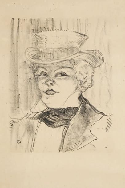 Henri de Toulouse-Lautrec (1864-1901)
Madame Réjane. 1898. Lithographie. 233 x 290. D. 266; W. 266. Belle épreuve sur vélin crème fort, du tirage à 100 épreuves effectué par la Société des Amis du Musée d'Albi en 1951. Légère oxydation du feuillet. Toutes marges. Cadre.