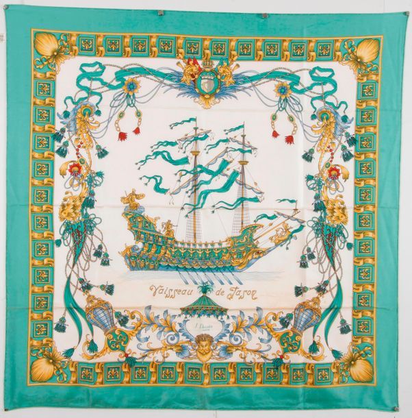 Lot de 8 foulards en soie dont 6 Jean Dessès et 2 Rodier. On joint 2 foulards en polyester Taches