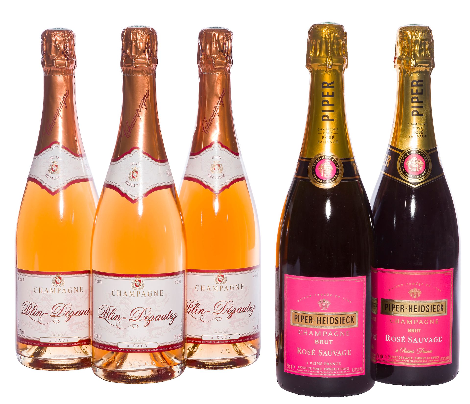 2 B CHAMPAGNE BRUT Rosé SAUVAGE, Piper-Heidsieck, NM
3 B CHAMPAGNE BRUT Rosé, Blin-Desautez, NM