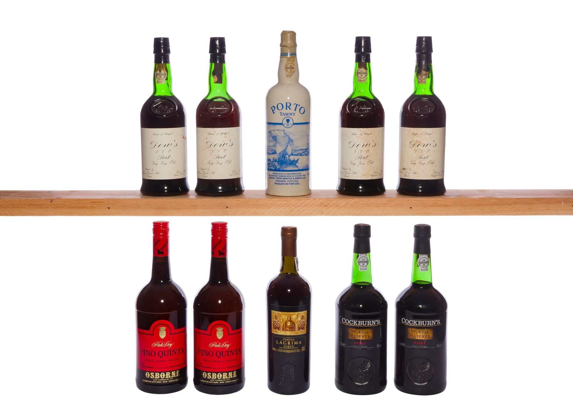 
1 B PORTO LAGRIMA, Portal, NM

2 B PORTO SPÉCIAL RÉSERVE 100 Cl (T.L.B ; e.l.a.), Cockburn's, NM

1 B PORTO, Pedro Martha & Irmaos, NM

4 B PORTO VERY VERY OLD (2 T.L.B ; 2 L.B ; e.t.h ; c.s.), Dow's, NM

2 B XERES-SHERRY FINO QUINTA PALE DRY
