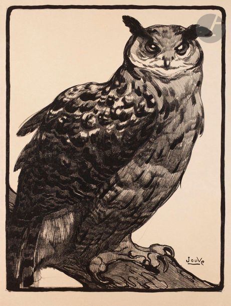 Paul Jouve (1878-1973) 

Grand-duc. 1914. Lithographie. 580 x 760. Félix Marcilhac, Paul Jouve, peintre, sculpteur, animalier, Paris, éditions de l’Amateur, 2005, p. 360. Belle épreuve d’essai, avant effaçage de certains traits de mise en place, sans la remarque, non signée, sur japon fort. Quelques plis de manipulation aux bords du feuillet. Toutes marges. De toute rareté. 



Félix Marcilhac cite cette estampe qu’il n’a toutefois pas reproduite car jamais rencontrée (« sur japon, justification de tirage inconnue »). Deux autres épreuves sont connues à ce jour.
