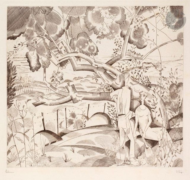 Jean-Émile Laboureur (1877-1943) 

Le Vieux poirier. 1925. Burin. 280 x 260. Laboureur 293. Très belle épreuve sur vélin blanc, l’une des 6 du 4e état (sur 5), avant le monogramme, signée et numérotée au crayon. Toutes marges. Tirage total à 103 épreuves. Ex-coll. H.-M. Petiet (Lugt 5031).