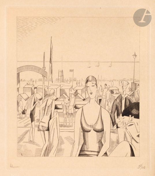 Jean-Émile Laboureur (1877-1943) 

L’Heure du bain. 1929. Burin. 200 x 230. Laboureur 401. Très belle épreuve sur japon, numérotée et signée au crayon. Toutes marges. Tirage à 102 épreuves. Timbre sec : Société des Peintres-graveurs français (Lugt 1195a).