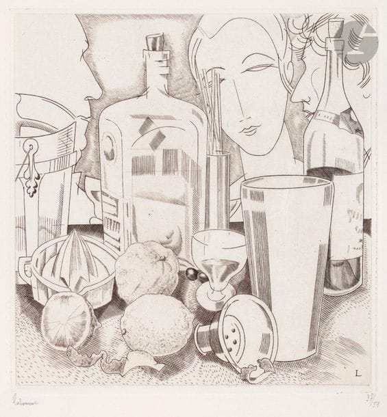 Jean-Émile Laboureur (1877-1943) 

Cocktails. 1931. Burin. 190 x 200. Laboureur 438. Très belle épreuve sur vélin blanc, signée et numérotée au crayon (par Madame Laboureur). Toutes marges. Tirage à 51 épreuves. Ex-coll. J.-P. L.-L. (vente Ader, 13 décembre 2005).
