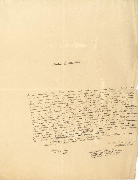 Alexandre von HUMBOLDT (1769-1859) voyageur et géographe. L.A.S., Berlin 23 juin 1838, à un chevalier ; 1 page in-4 (petite fente et déchir. au pli, bord un peu effrangé).

Il le remercie de sa lettre aimable. " L'intérêt de votre nom, des souvenirs qui datent de loin et la délicatesse de vos procédés, Monsieur, devoient m'engager à vous donner, dès votre arrivée dans ma patrie, des marques de bonne volonté : hélas ! cette volonté humaine n'a qu'un cercle d'action, bien étroite. Mr le Comte Bressen qui a profondément étudié l'état des choses, vous dira ce que l'on ne peut pas atteindre. La vie est une équation de conditions et ces conditions vis-à-vis de l'étranger se trouvent bien compliquées et entièrement hors de mon atteinte. Vous le dirai-je ? Je n'ai jamais réussi, d'abord après la restauration, à voir conférer une décoration à Mr Cuvier, à Mr Larrey si utile à nos prisonniers, à Mr Gérard que l'on chérit fort personnellement. Ne pensez pas que mon Catonisme blâme un désir que la prose de la vie sociale amène si naturellement, je regrette seulement que mes vœux ne peuvent être des promesses. Votre philosophie fortifiée par celle de votre excellente sœur me répondent de votre indulgence plénière "...
