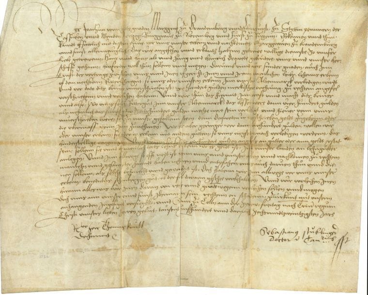 ALLEMAGNE. 9 lettres ou pièces manuscrites, la plupart L.S. ou P.S., 1526-1914 ; en allemand.

Joachim margrave de Brandenburg (Cologne, 1526,vélin), Charles-Guillaume-Ferdinand duc de Brunswick-Luneburg (Braunschweig 1780, à Frédéric-Eugène de Wurtemberg), Heinrich-Julius-Gottschalck von Hoym (certificat militaire, Wolfenbüttel 1769), Charles Morgan (Berg-op-Zoom 1636), etc.