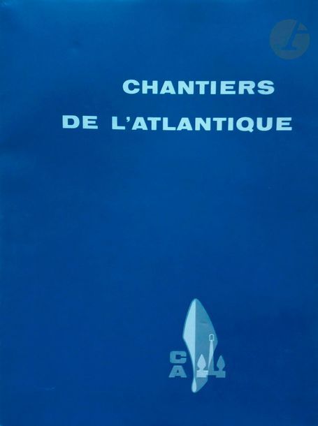 BOOK OF ENTERPRISESEChantiers de l
'
Atlantique.

 Draeger,

 1960

.in-folio ( 34 x 24 cm). Original edition. 40 pp. Photographs superbly reproduced in heliogravure. Hardcover under titled dust jacket, filled.

