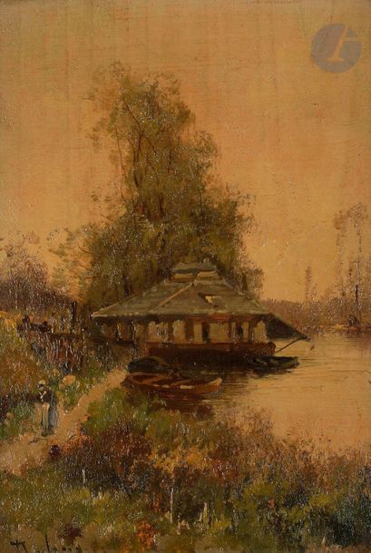 Louis DUPUY (1854-1941)Lacustrine
 landscapesTwo


 oils on

 panel.

 Signed

.

 22 x 15,5 cm

