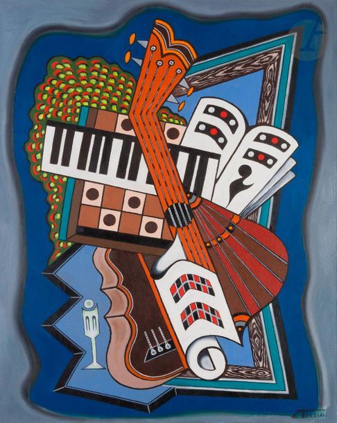 Georges TERZIAN (né en 1939)
Le Verre à champagne, 2017
Huile sur toile.
Signée en bas à droite.
Signée, datée et titrée au dos.
130 x 97 cm