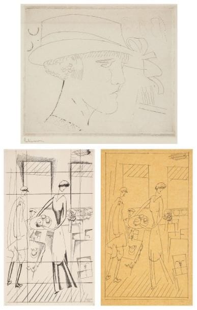 JEAN-ÉMILE LABOUREUR (1877-1943)
La Pâtisserie du front. 1917. Dessin préparatoire à l'eau-forte, S. L. 177. Plume et encre de chine sur calque. [200 x 320]. Manque dans l'angle supérieur gauche du feuillet. Joint: épreuve de l'eau-forte, tirée sur le cuivre biffé, sur vélin blanc. Ens. 2 p.