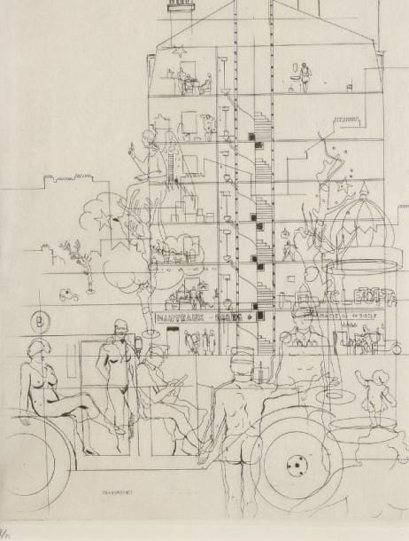 Jean Maret (1900-1980) (attribué à)
Transparence. Eau-forte. À vue: 215 x 280. Épreuve sur vélin, numérotée à la mine de plomb. Cadre.