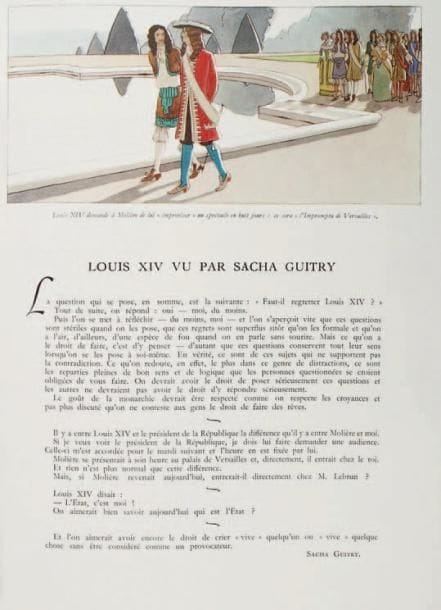 Sacha GUITRY
Textes publiés dans des revues ou des journaux, 1930-1938. *Il Dramma. 6 numéros avec textes de Guitry traduits en italien, 1930-1937. *Revue des Deux Mondes. 1er octobre 1931: La Maison de Loti; 15 avril 1932: Françoise; 15 avril 1936: L'École des Philosophes. *Les Nouvelles littéraires, 17 décembre 1932 (petites déchir.): Une heure avec Sacha Guitry, par Frédéric Lefèvre. *La Revue Belge. 15 juillet 1933: Réflexions; 1er janvier 1934: La Maison de Loti. *Excelsior, 16 et 18 mai 1934 (fentes): Si j'ai bonne mémoire. Mes deux amis de province (I et III, avec portrait de Monet par Guitry). *Paris-Soir, 9 mai 1936: Non, le cinéma n'est pas un jeu. *Marie-Claire, 1er octobre 1937: Cent vers que j'improvise. *Plaisir de France, mai 1938, n° spécial sur Louis XIV: Louis XIV vu par Sacha Guitry. On joint: Iris (15 juillet 1934, avec dessin de Guitry: Jules Renard); et Comoedia, 2 octobre 1936, au sujet du projet de Sacha Guitry sur le droit des pauvres.